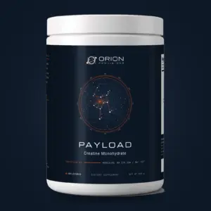 Payload Creatine Monohydrate tub, Orion Provisions, Provision 03 Hercules star plate label